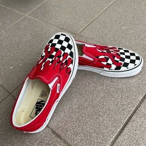 Black, White and Red checkered flame vans